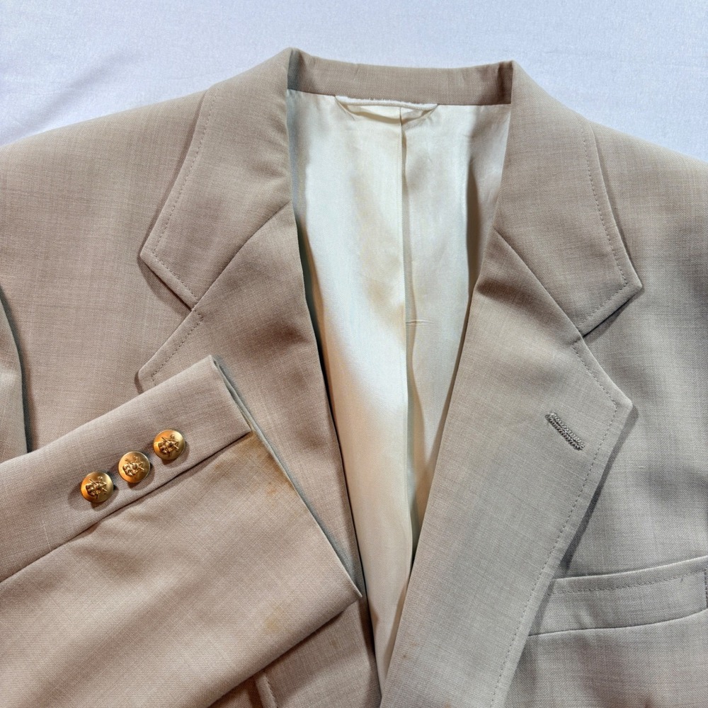 Hart Schaffner Marx Jack Nicklaus Blazer Mens 42 Tan Gold Button Sport Coat Vtg